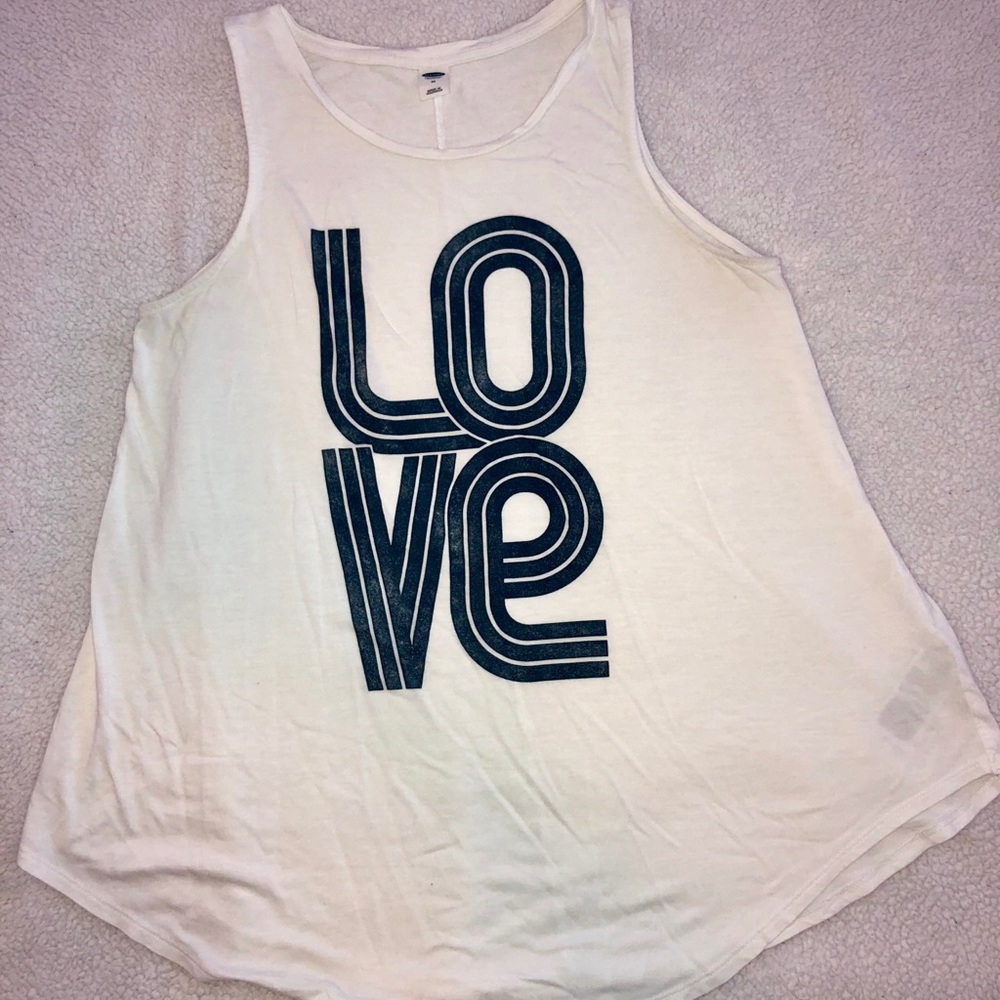 Old Navy White Swing Tank "LOVE" M